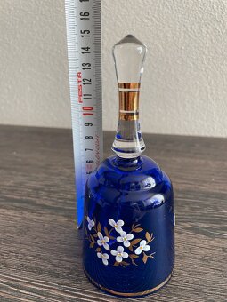 Křišťálový, kobaltově modrý, skleněný zvoneček - 6