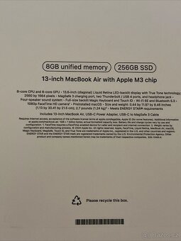 MacBook Air 13in M3 čip 8GB 256GB SSD SEALED Novinka - 6