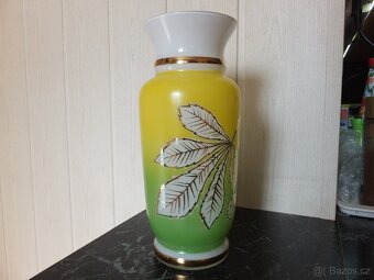 Starožitná krásná velká váza z opálového skla, výš. 28 cm. - 6