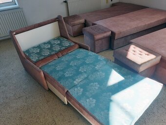 Kompletní sestava – nové nepoužívané křesla, válendy, tabure - 6
