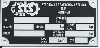 Štítky na BSS, Vihorlat, Agrostroj, Agrozet, STS - 6