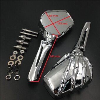 Chrom zrcátka chopper,cruiser Skeleton,těžký masív. - 6