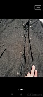 Pánský černo šedý kabát na knoflíky a zip - 6