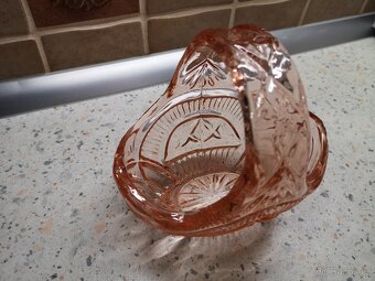 Skleněný košík, růžový - 6