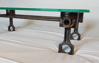 KONFERENČNÍ STOLEK PATINOVANÝ KOV - TVRZENÉ SKLO - 6