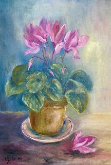 Staré krásné obrazy 2 kusy, olejomalba na desce - 6