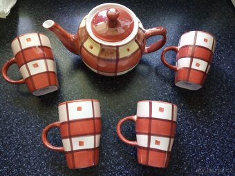 Velká váza, sklenička, čajový keramický set, květináč - 6