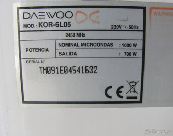 MIKROVLNNÁ TROUBA DAEWOO - BÍLÁ - 6