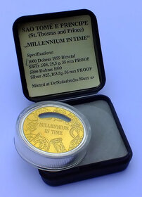Miléniová stříbrná zlacená mince s časovým strojkem 1999 - 6