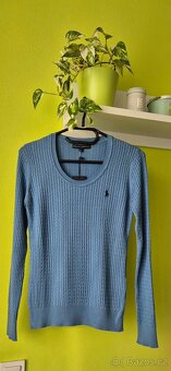 Modrý dámský pletýnkový svetřík - 6