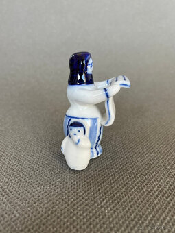 Gžel 3x miniaturní soška Ženy a děti, V 7 cm - 6