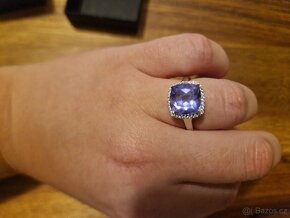 Nový nádherný stříbrný (Ag 925) prstýnek s fialov. fluoritem - 6