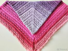 Šátek-pléd háčkovaný "Letní fialka růžová" - 6