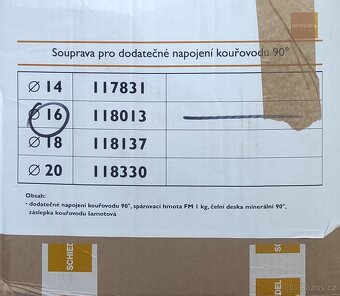 SCHIEDEL Souprava pro dodatečné napojení kouřovodu 90°, 16 c - 6