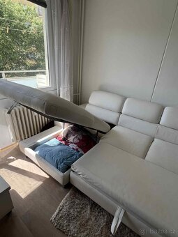 Rozkládací sedačka bílá s úložným prostorem - 6