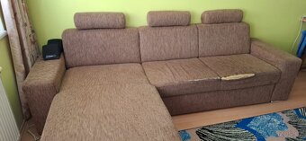 Rohový gauč – rozkládací, s úložným prostorem a opěrkami - 6