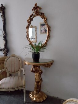 Konzola s anjelmi so zrkadlom -barokní - 6