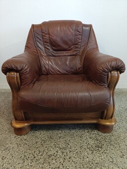 Rustikální kožené křesla, 2 ks, dohromady i zvlášť, masív - 6