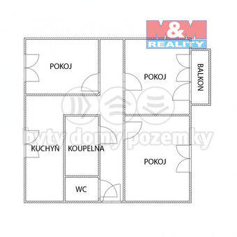 Pronájem bytu 3+1, 62 m², Most, ul. Lidická - 6