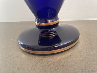 Sklenena vaza modre sklo a zlato - 6