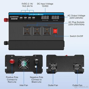 Měnič napětí 1500W/3000W měnič 12V na 240V modif. sinus - 6
