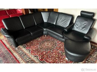 Luxusní rohová kožená sedací souprava, 3199 - 6