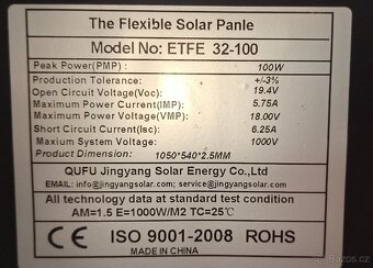 1 ks solární panel 100W 18V monokrystalický ETFE flexibilní - 6