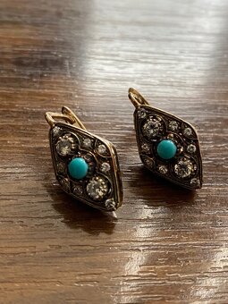 Zlaté náušnice s tyrkysem - 6