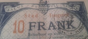 BELGICKÁ NOUZOVÁ BANKOVKA 10 FRANKŮ B 00077 TONGEREN UNC 191 - 6