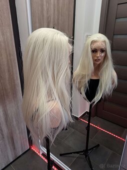 Dlouhá rovná blond paruka s krajkou vpředu 13156 - 6