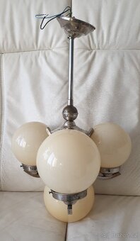 Starožitný lustr art deco 20-30. léta na tyči béžo - 6