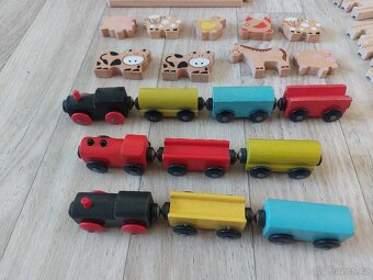 Dřevěné vláčky, domeček, mosty, koleje, jako Ikea Lillabo - 6