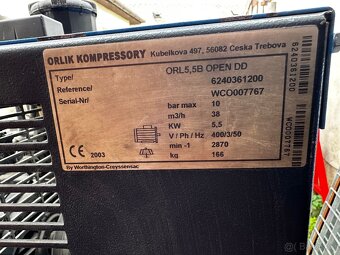 Šroubový kompresor Orlík ORL 5,5B open DD 16bar - 6