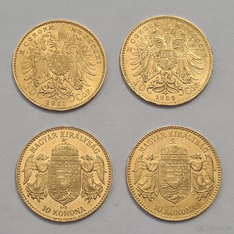 4 x zlatá R-U 10 Koruna - 6