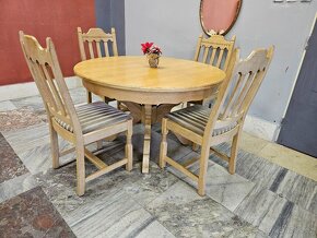 ...Zamluveno...Celodřevený Stůl Dub 6 x židle - 6