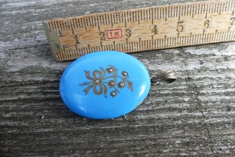 Zlatý otevírací medailon, smalt perly biedermeier - 6