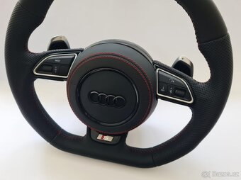 AUDI MULTIFUNKCNY VOLANT S AIRBAGOM A PADLAMI, červená niť - 6