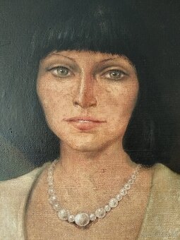 obraz DÁMA S PERLOVÝM NÁHRDELNÍKEM, olej, sign. +89 - 6