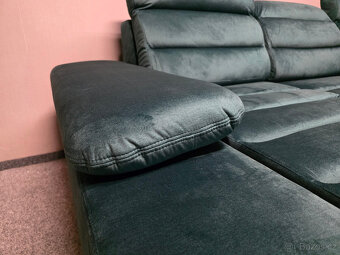 Nová rozkládací rohová sedačka TULIP zelený semiš - 6