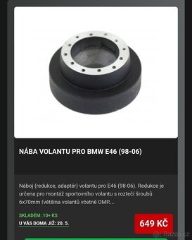 BMW E46 odnímatelný volant komplet - 6