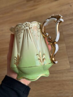 Hrnek, porcelán, starožitný, zdobený, zlacený - 6