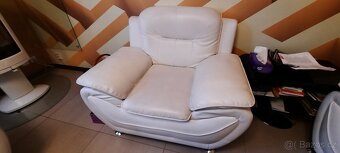 Sedací souprava 3,2,1 bílá, umělá kůže - 6