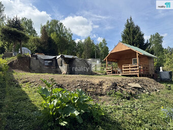 Prodej pozemek 302 m2, chatka 16 m2, sklep 18 m2 - Líšný u M - 6