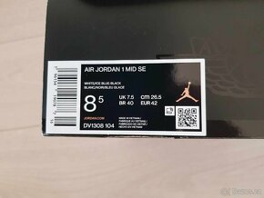 Air Jordan 1 Mid SE Ice Blue 42 (stélka 26,5 cm) - 6