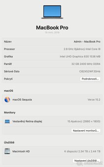 MacBook Pro 2018 - 15inch, 2TB úložiště - 6