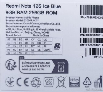 Xiaomi Redmi Note 12S Ice Blue 8GB RAM 256GB ROM - 6