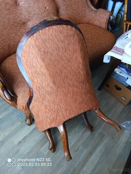 Starožitná sofa sedačka+kreslo - 6