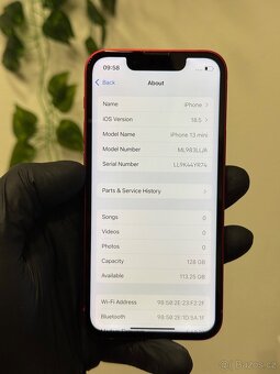 iPhone 13 mini 128GB červený - 100% baterie - 6