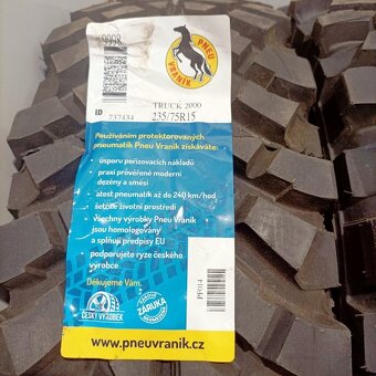 15" PNEU – 235/75/R15 – CELOROČNÍ - VRANÍK - 100% vzorek - 6