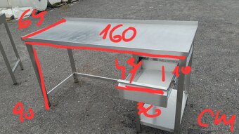 Nerezový stůl 160x65x90 cm s lemem a zásuvkou - 6